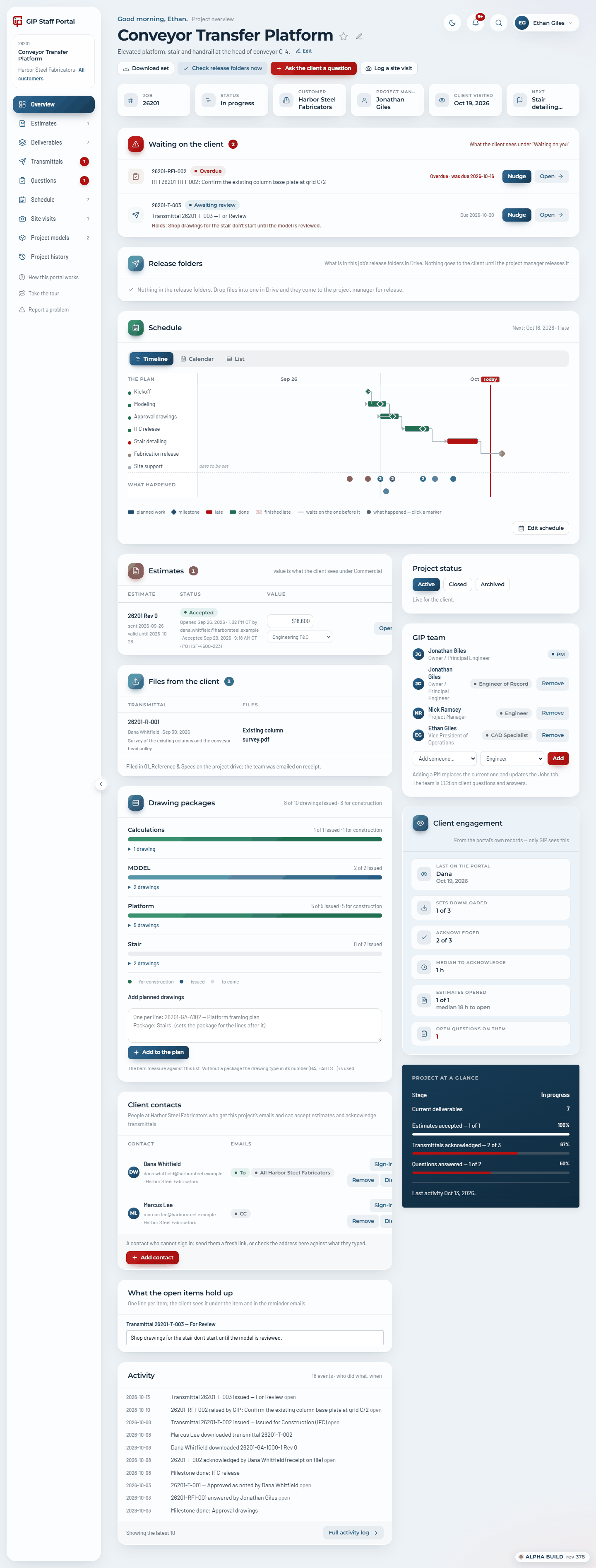 A project in the Staff Portal