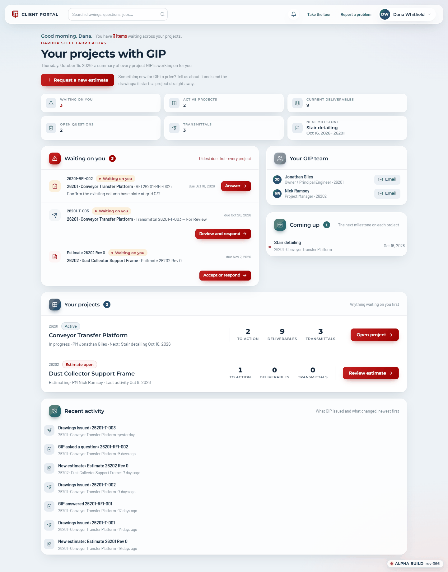 The client home page
