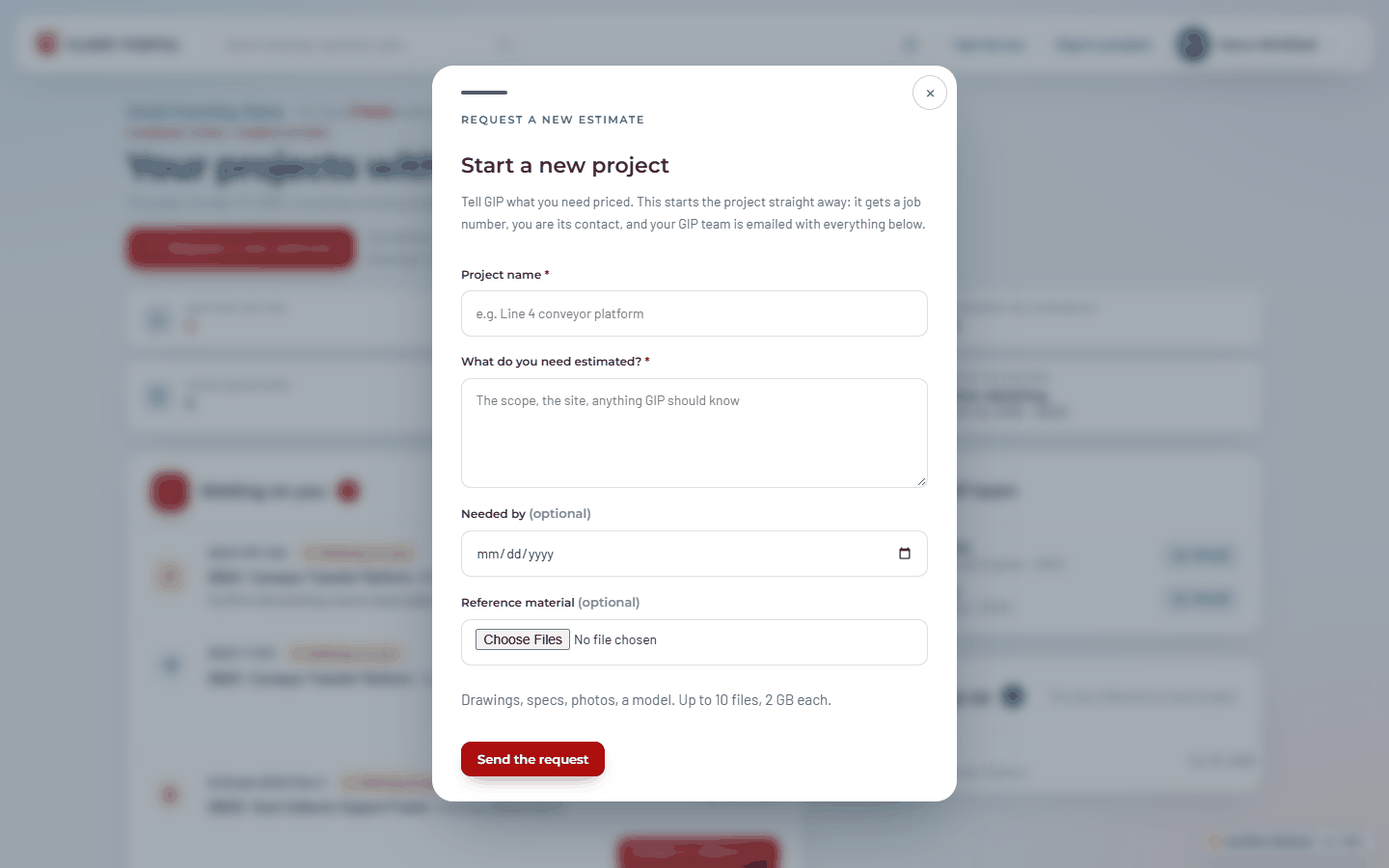 Request a new estimate