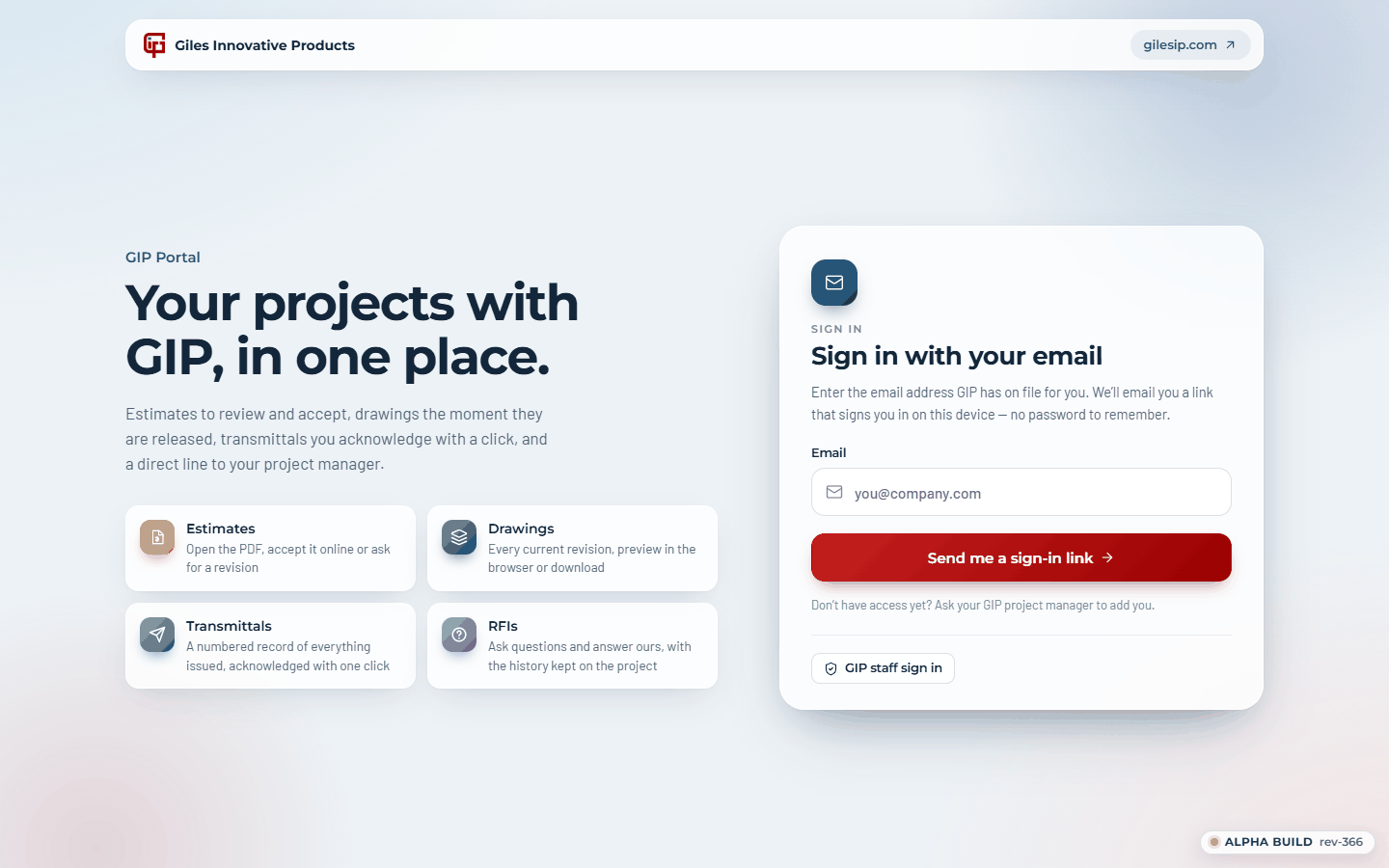 The sign-in page